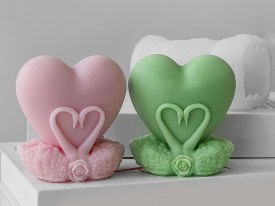 Molde silicona corazon con 2 cisnes